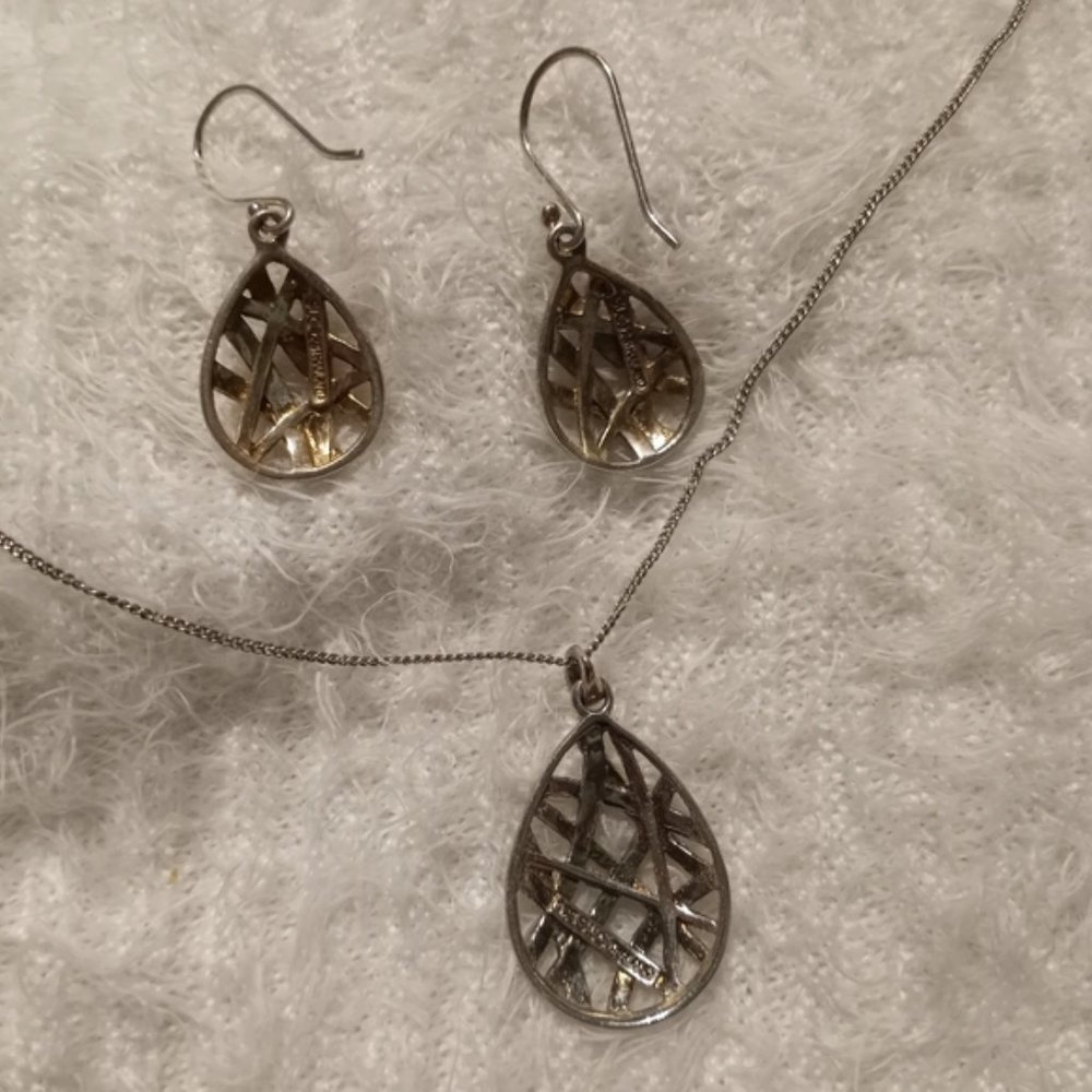 2 piece set necklace and earring 925 stamped SLC - Picture 2 of 2